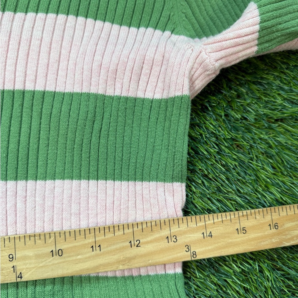 Y2K American Eagle Outfitters Ribbed Striped Sweater-Green & Pink Womens M - Picture 7 of 7